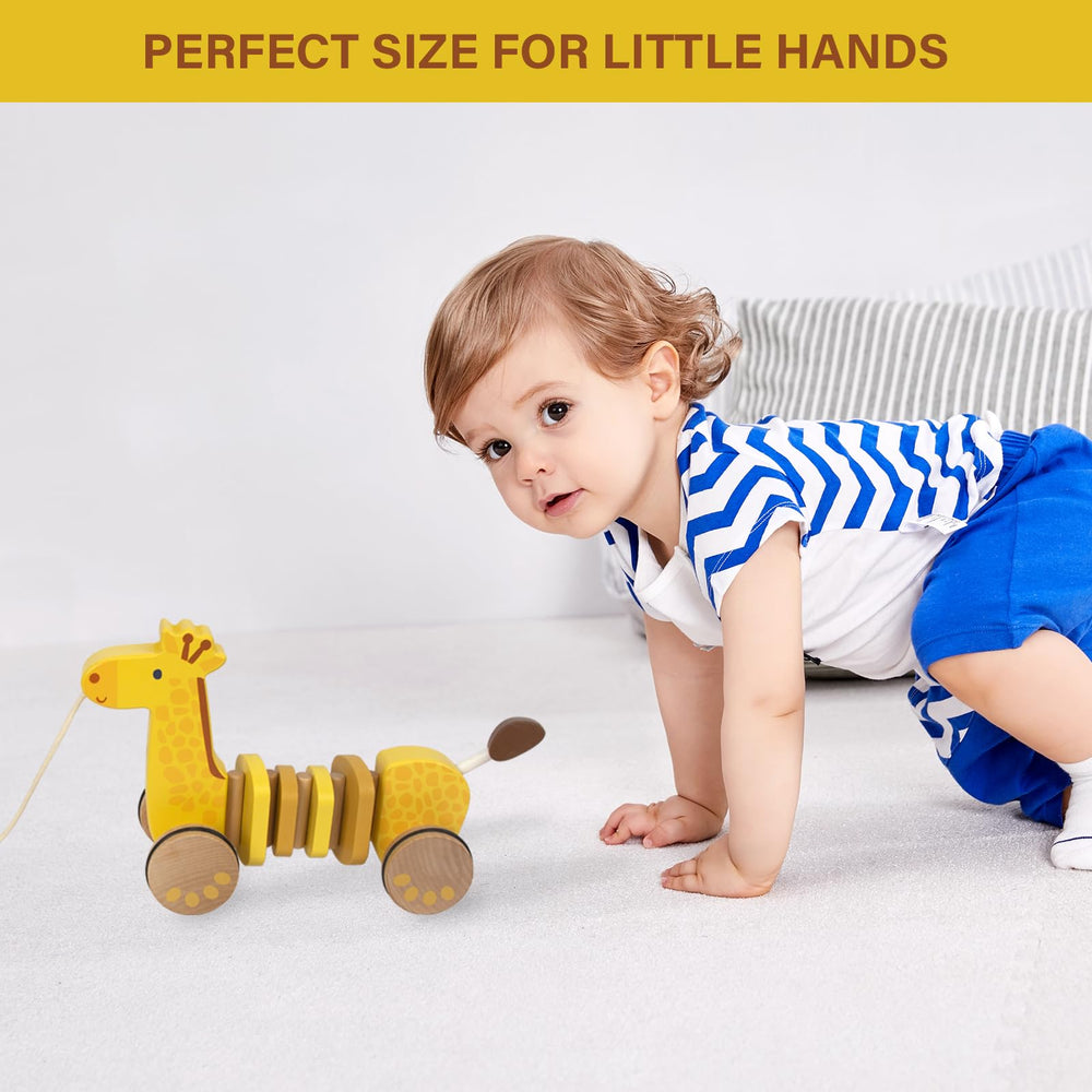 WoodenEdu giraffe pull toy playtime scene, inviting imaginative adventures and shared moments.