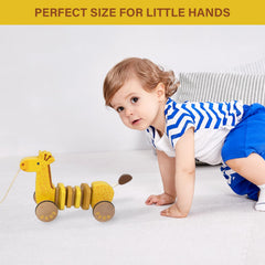 WoodenEdu giraffe pull toy playtime scene, inviting imaginative adventures and shared moments.