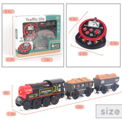 WoodenFun train compatible with Brio and Thomas & Friends tracks for versatile layouts.