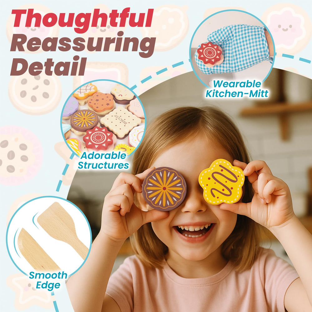 Woodenfun Cookie Sheet provides a realistic workspace for pretend cooking.