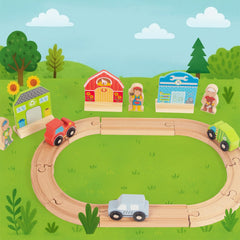WOODENFUN curve track piece enables flexible layouts for creative routes.