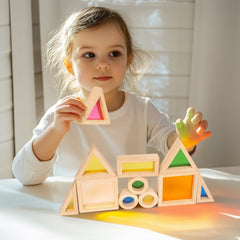 Woodenfun toddler friendly learning toy inspires Montessori style exploration.