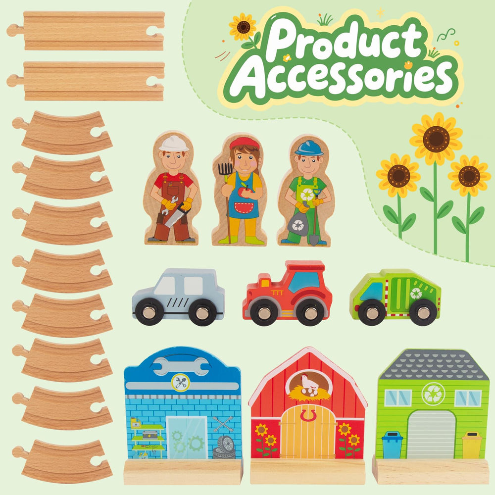 WOODENFUN train station concentrates play moments and role-play scenarios.