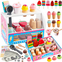 Wooderma ice cream counter set for kids boosts imaginative play and early math
