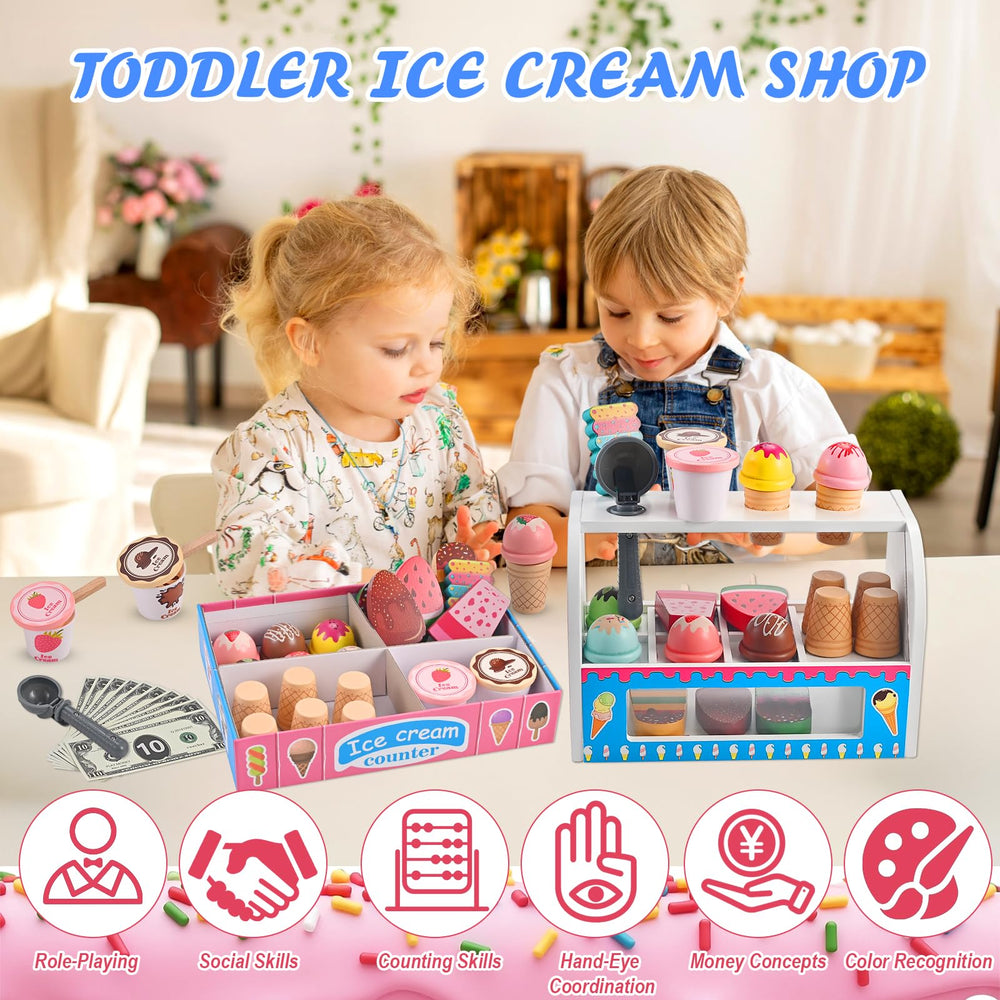 Wooderma ice cream cups crafted for stacking, serving, and fine motor play