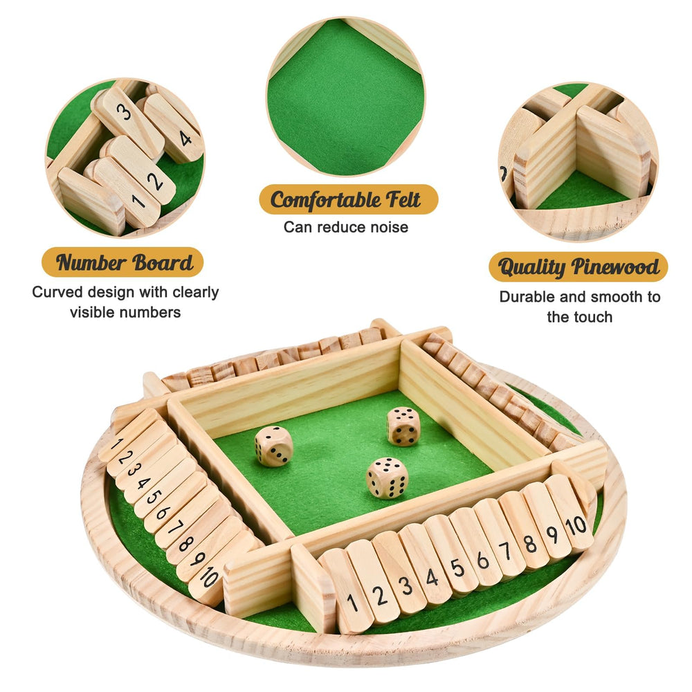 Wooderma Shut The Box green felt surface enhances tactile gameplay