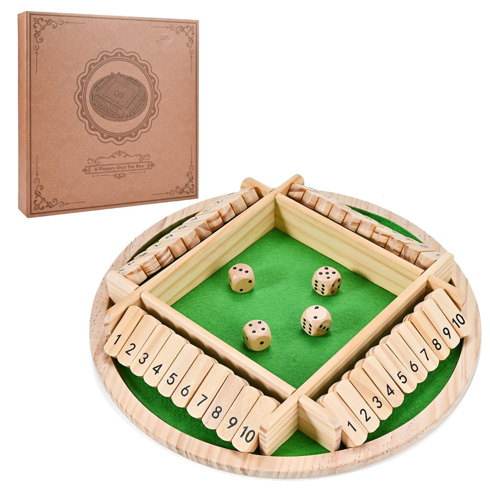 Wooderma Shut The Box round board game for family nights