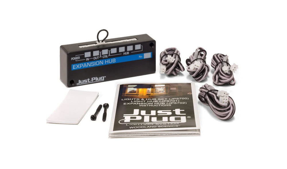 Woodland Scenics Just Plug Expansion Hub ports and cables, tidy power distribution.