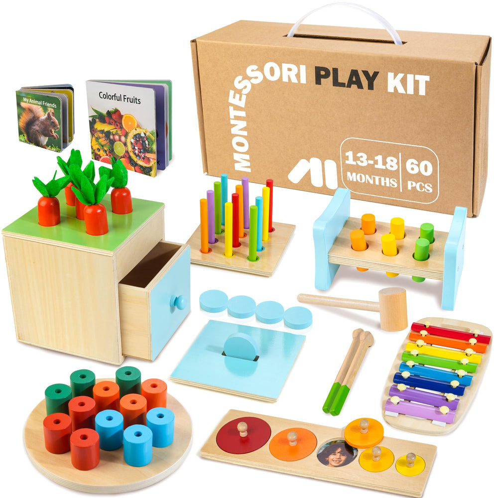 WOODMAM 9-in-1 wooden montessori box for toddlers supports early learning and sensory play