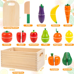 WOODMAM colorful fruits and vegetables boost color recognition through vivid pretend meals.