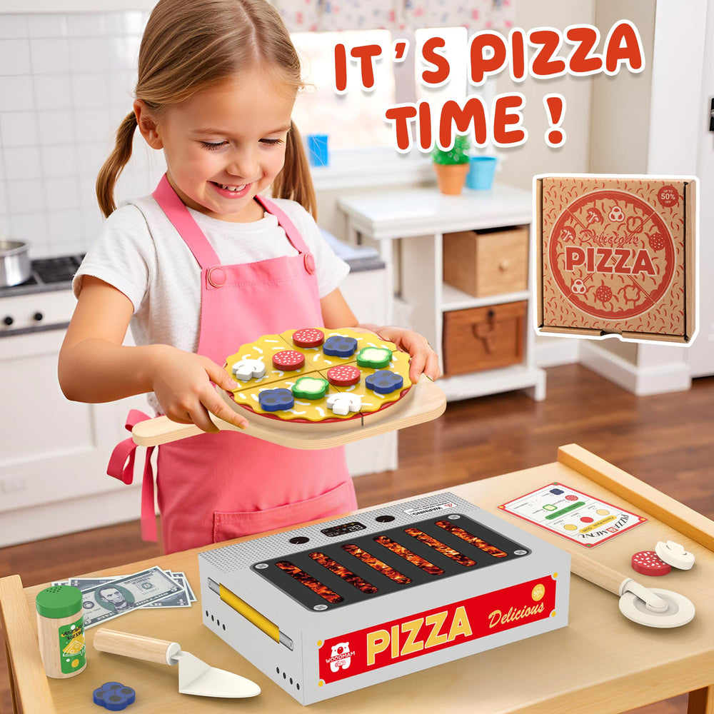 WOODMAM educational pizza playset; ideal gift for birthdays and holidays