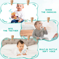 WOODMAM wooden tissue box offers tactile play and discovery through open-close exploration.