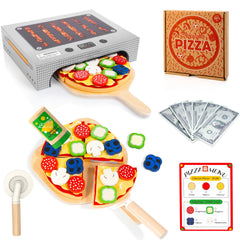 WOODMAM pizza toy set with oven box; encourages imaginative cooking play