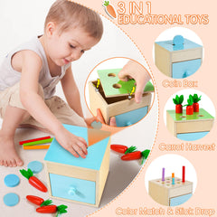 WOODMAM shape sorter puzzle promotes color and shape recognition