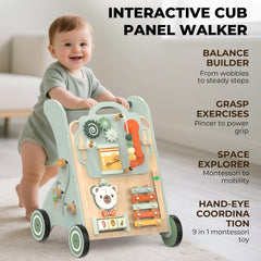 WoodMam rear storage pouch encourages tidy play and cleanup
