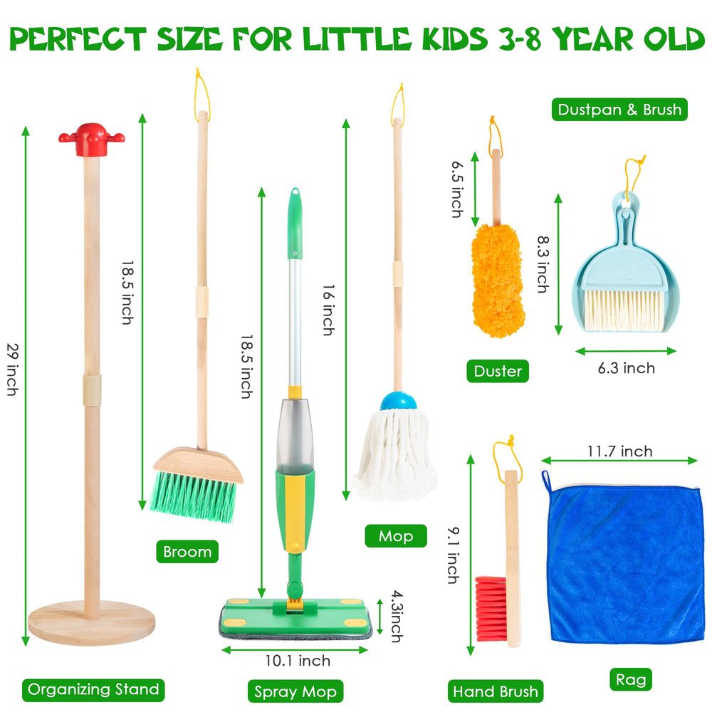 WOODMAM wooden kids cleaning set with broom for imaginative tidying