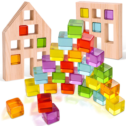 Woodtoe rainbow gem blocks for imaginative play and color learning