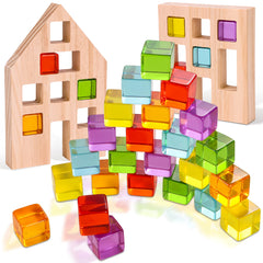 Woodtoe rainbow gem blocks for imaginative play and color learning
