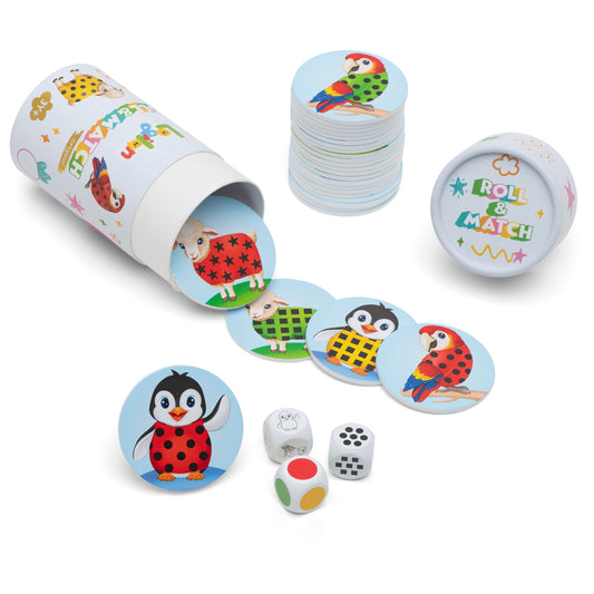 Woody Wonders Roll & Match dice with animal theme for early logic play