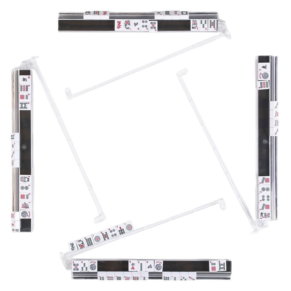 WOOIIROM Mahjong racks with pushers show anti-slip stability during fast play