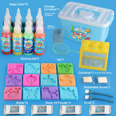 Aqua gel glow colors from Wookidel add glow-in-the-dark magic to play