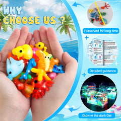 Wookidel Mini Sea Tank helps display finished ocean animals after play.