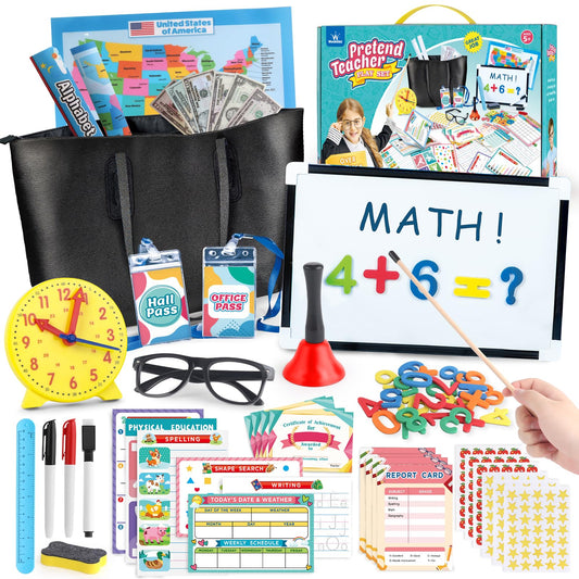 Wookidel teacher set backpack enables portable organization for kids' role-play sessions.