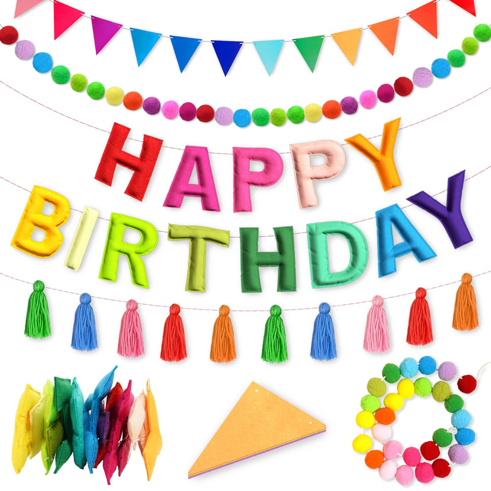 Woonnuk Happy Birthday Banner prestrung for quick setup and vibrant photos.