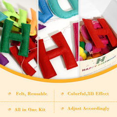 Woonnuk Soft felt letters form a 3D, vivid HAPPY BIRTHDAY display.