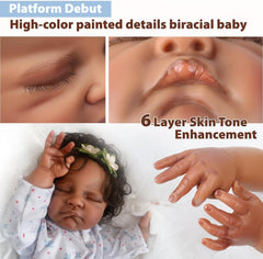 WOOROY 20-inch African American sleeping newborn doll