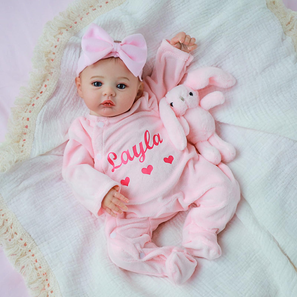 WOOROY lifelike baby doll in pink fawn onesie for imaginative play