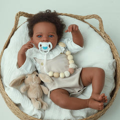 WOOROY lifelike reborn doll with hand-rooted black curls for imaginative play