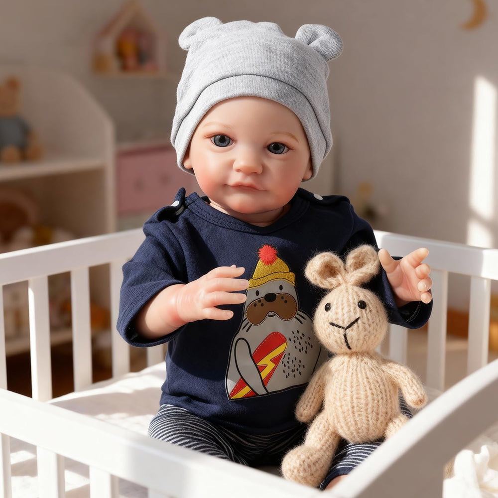 WOOROY Reborn Boy Doll with vinyl limbs for lifelike holding.