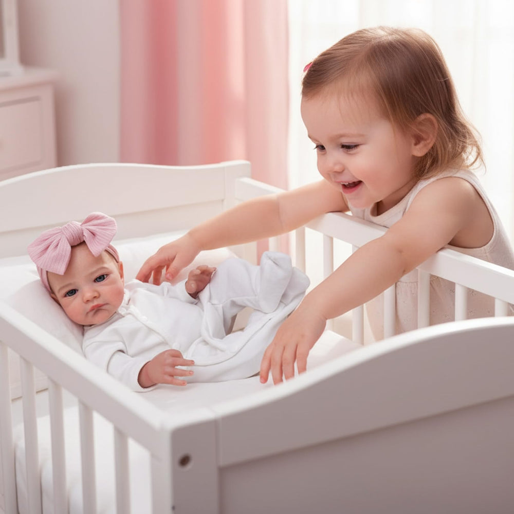 WOOROY Reborn doll posed in hands supports interactive play and nurturing role-play