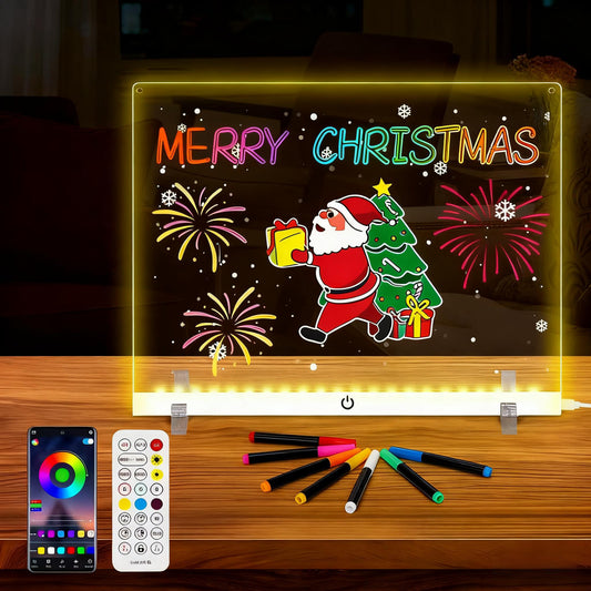Wooshneesham Doodle Glow LED Note Board front view with vivid color options for notes