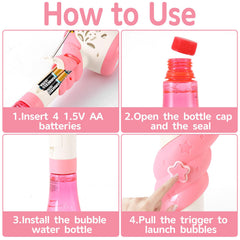Pink sparkle bubble wand adds visual appeal for outdoor play