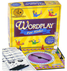 Wordplay for Kids wheel spin highlights quick category reveals for rapid word challenges.