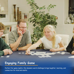 A board-free layout demonstrates flexible word-building opportunities with evolving patterns.