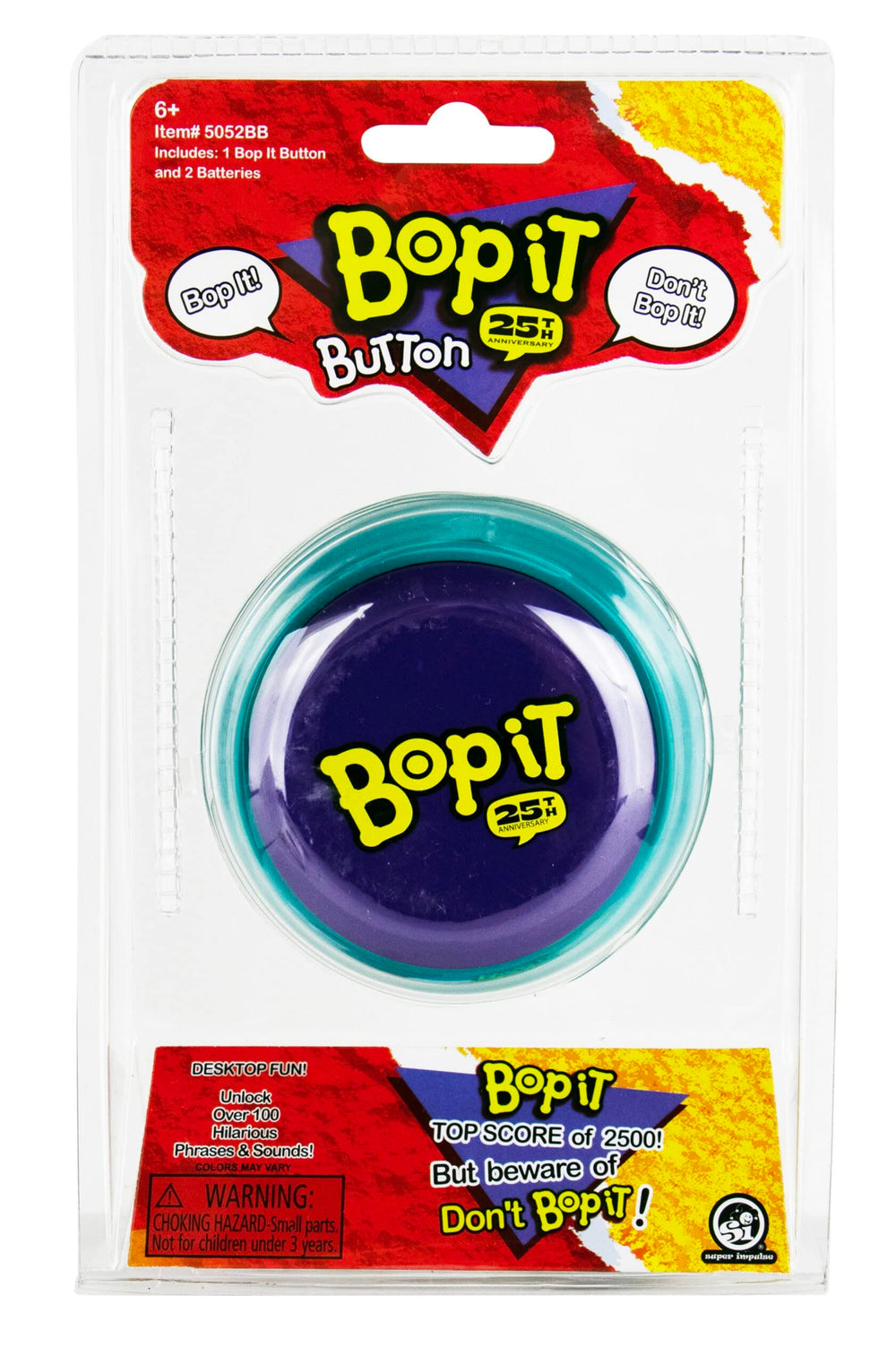 World's Smallest Bop It Button packaging—great stocking stuffer.