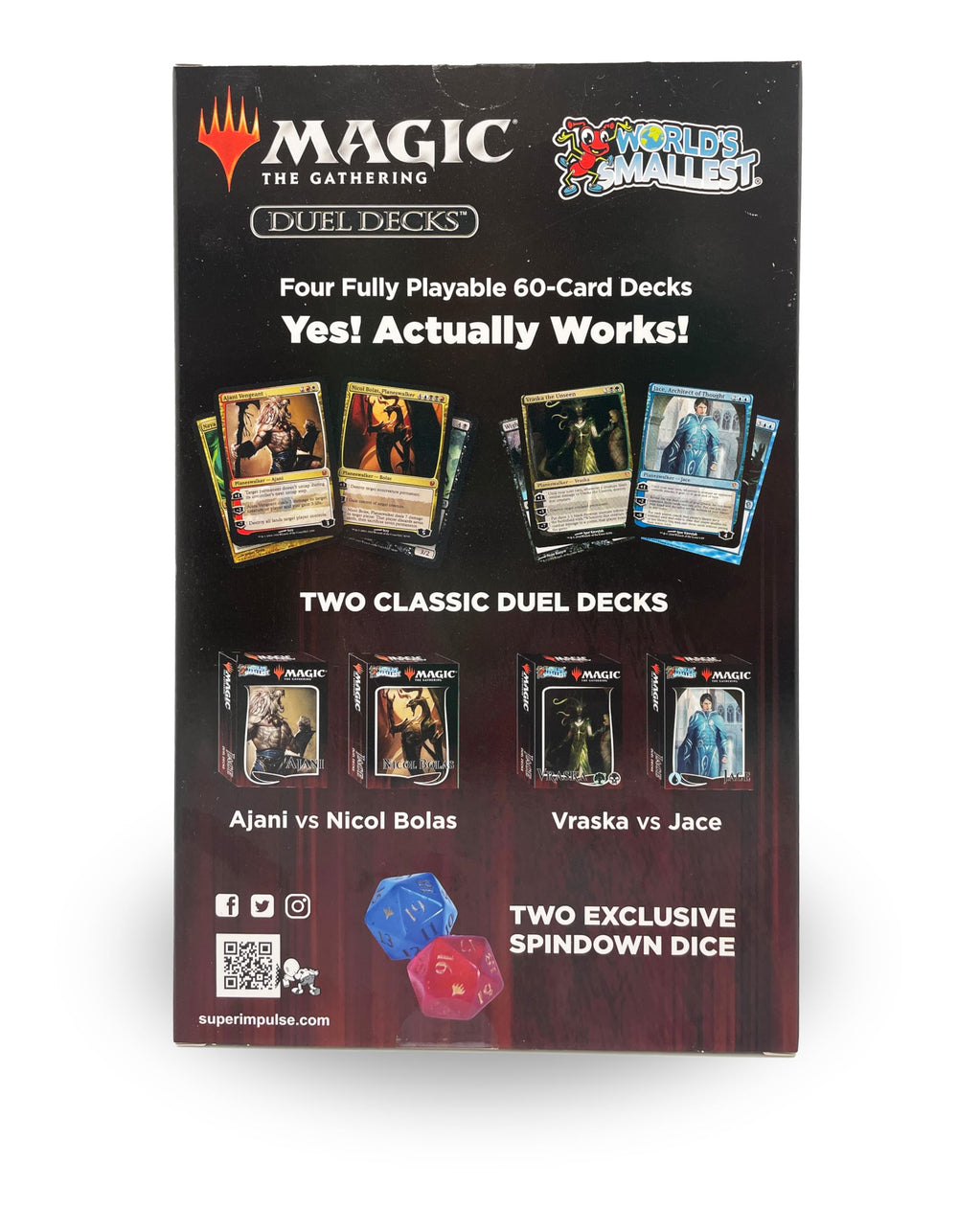 World's Smallest exclusive miniature dice, adds tactile drama to play sessions.