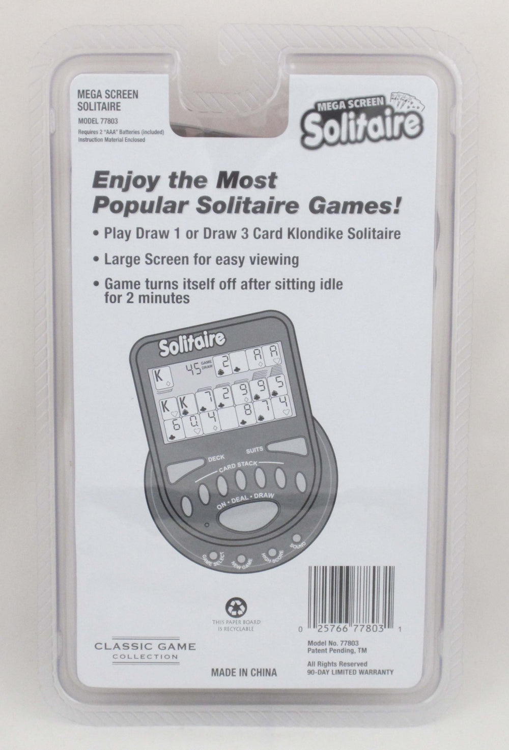 Worldwise Imports MegaScreen Solitaire handheld in-hand—easy, portable play on the go.