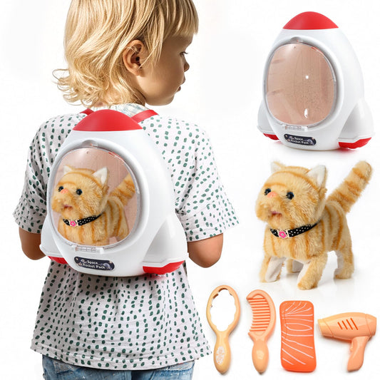 WorWoder electronic plush cat walking across a floor for engaging kids' play.
