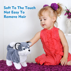 WorWoder Alaska plush puppy head tap reaction, showing lively responses to touch
