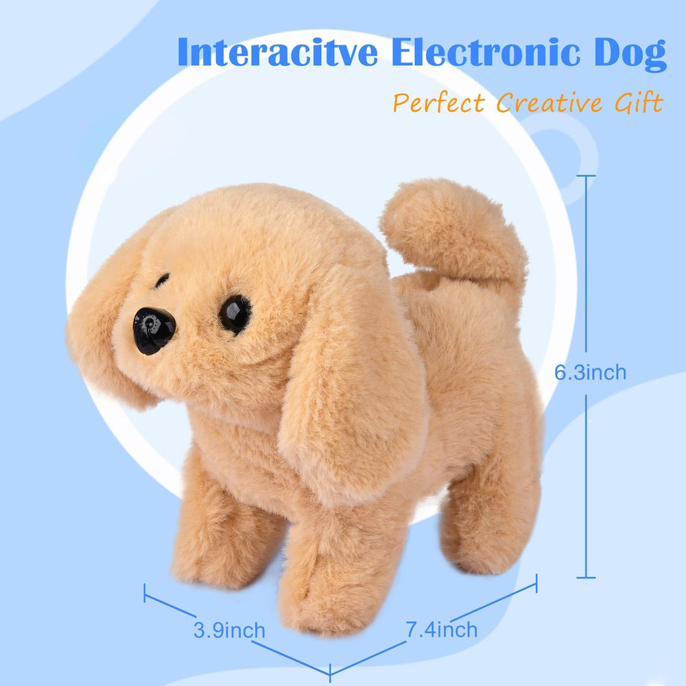 WorWoder Plush Golden Retriever Toy barking to greet kids during imaginative play
