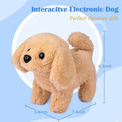 WorWoder Plush Golden Retriever Toy barking to greet kids during imaginative play