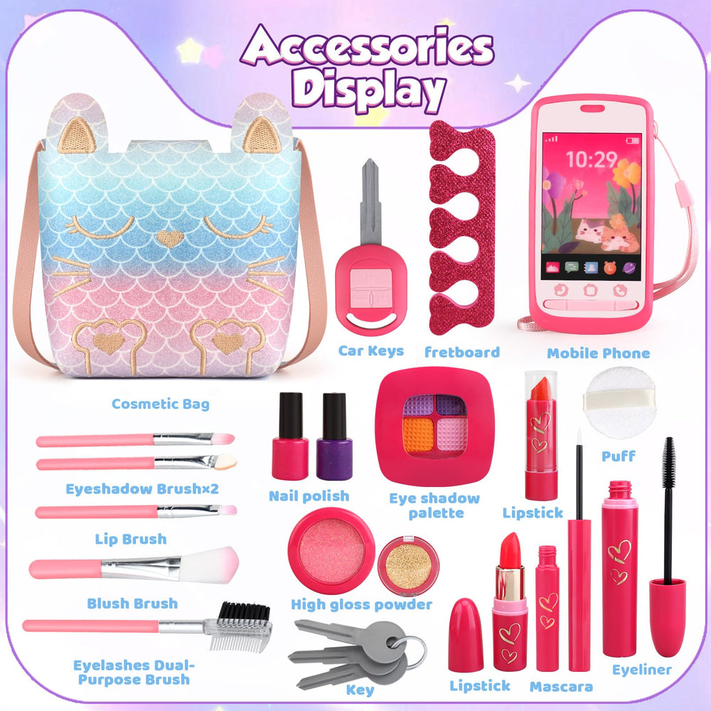 Woumserta makeup bag image shows portable set for on-the-go mermaid roleplay.