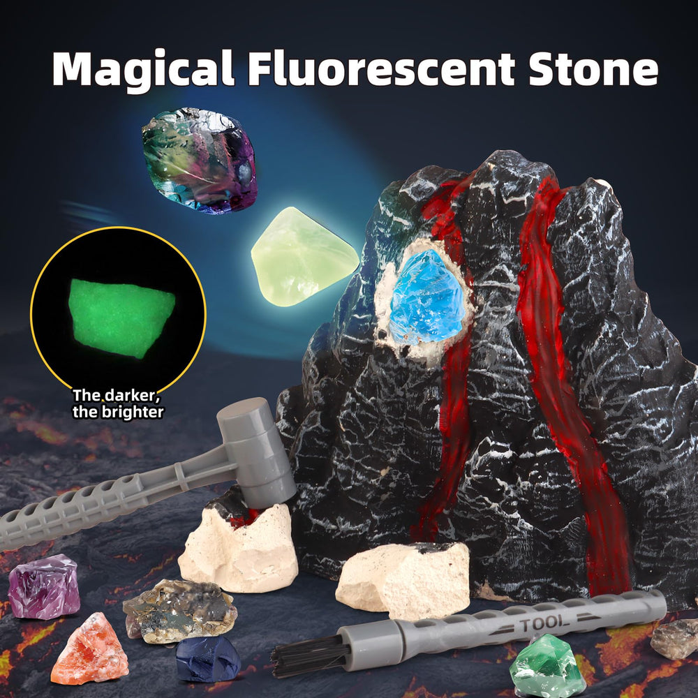 Woumserta Volcano Dig Kit gemstone rocks for exploration.