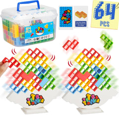 WOWNOVA tetra tower blocks 64pcs ready for colorful stacking fun and family bonding.