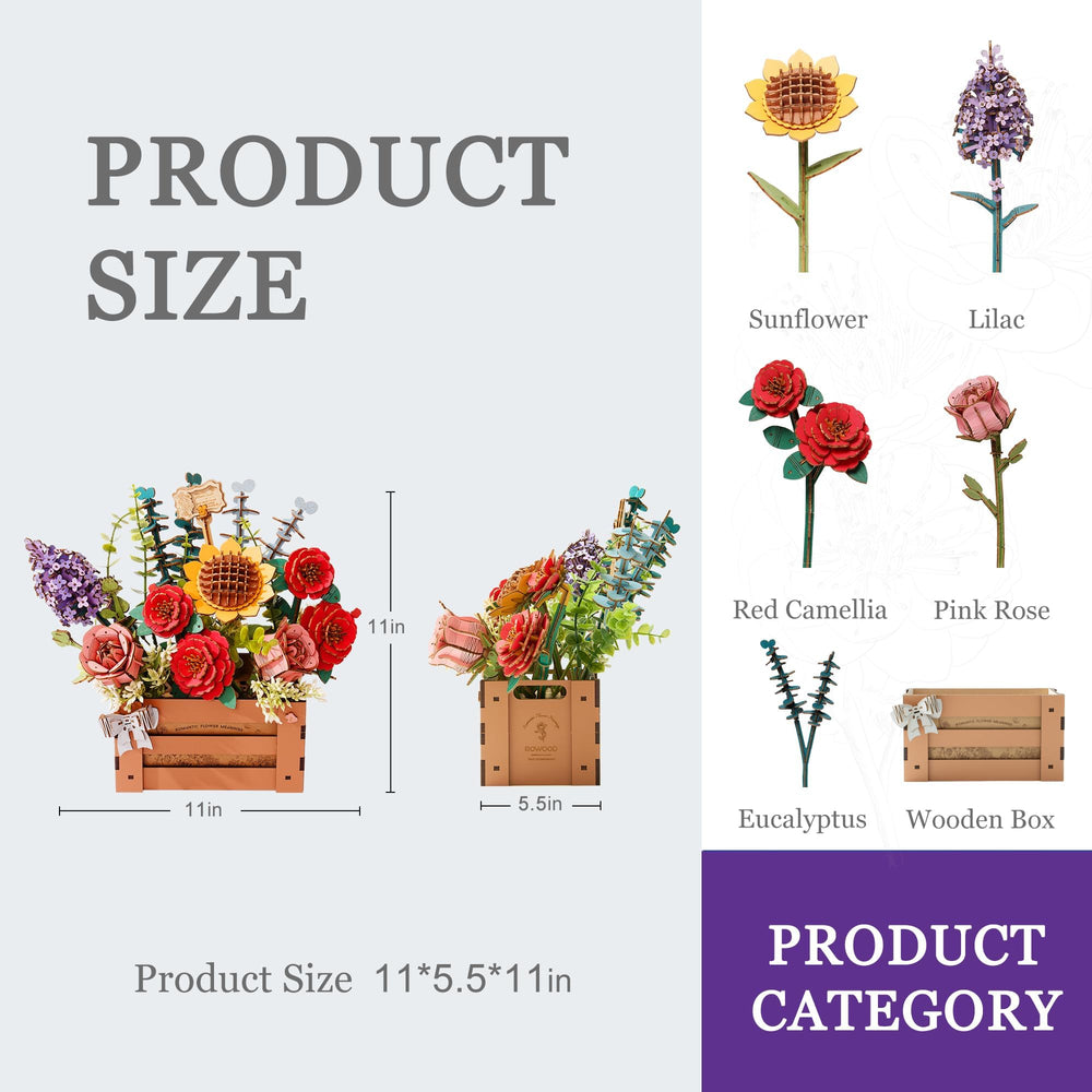Wowood 3D flower model stem detail highlighting precision and durability.