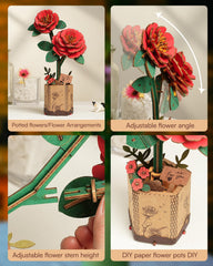 Wowood home office decor idea with natural wooden bloom display